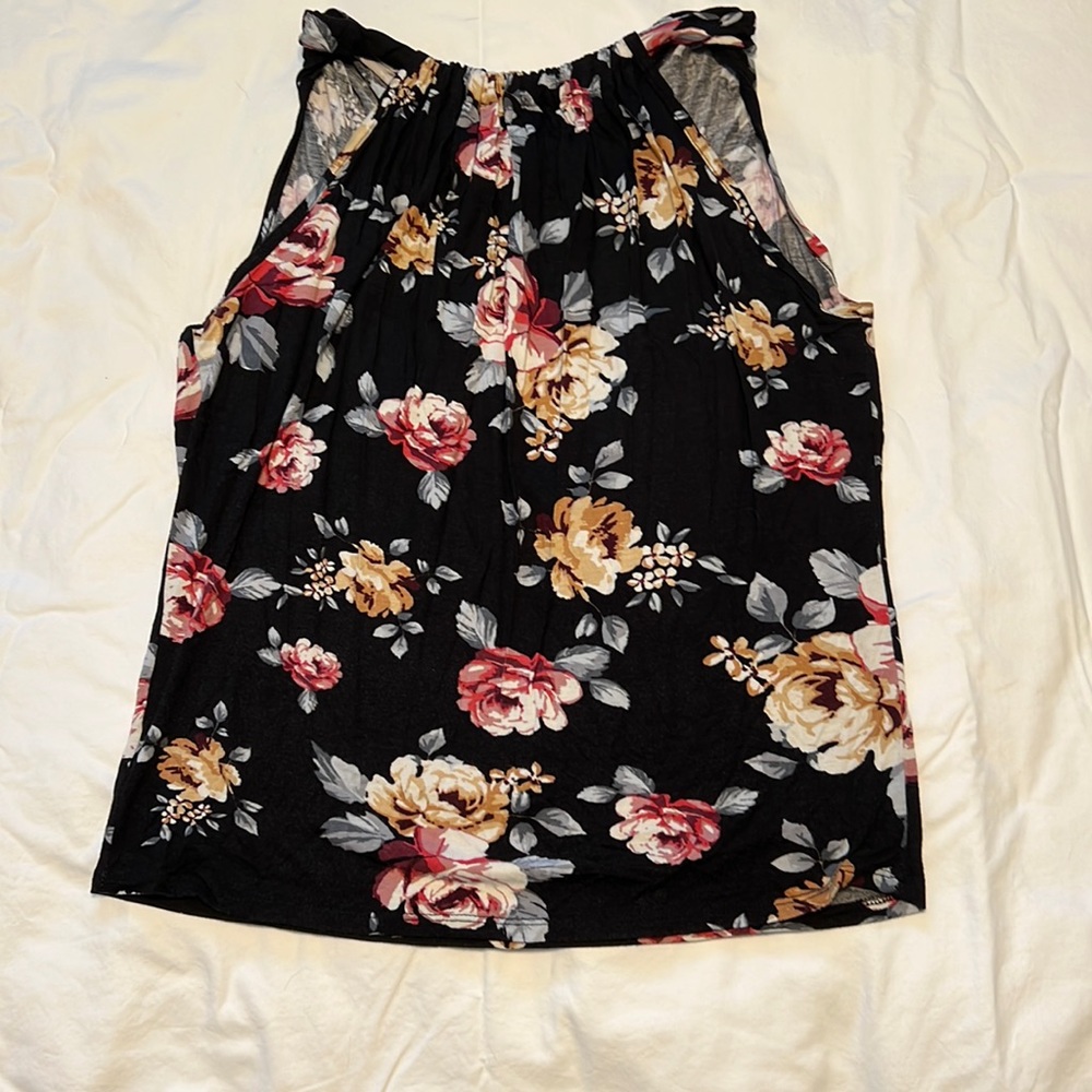 Maurices Soft Sleeveless Halter-Style Floral Blouse